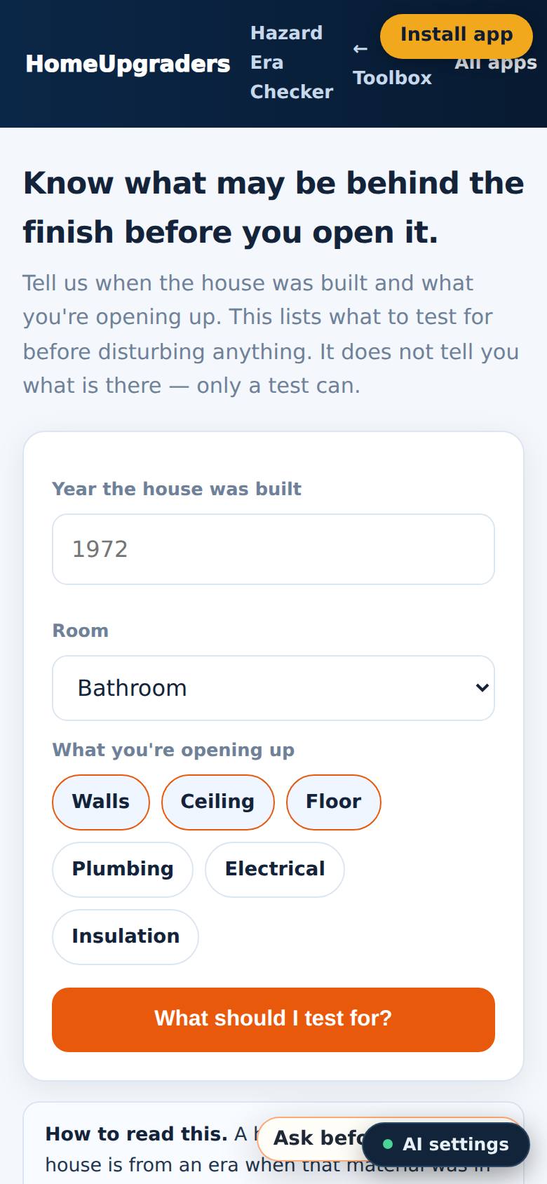 Know what may be behind the finish — before you open a wall.