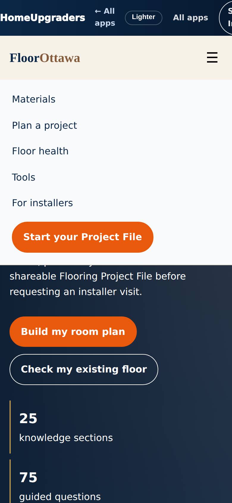The menu opens, with "Plan a project".