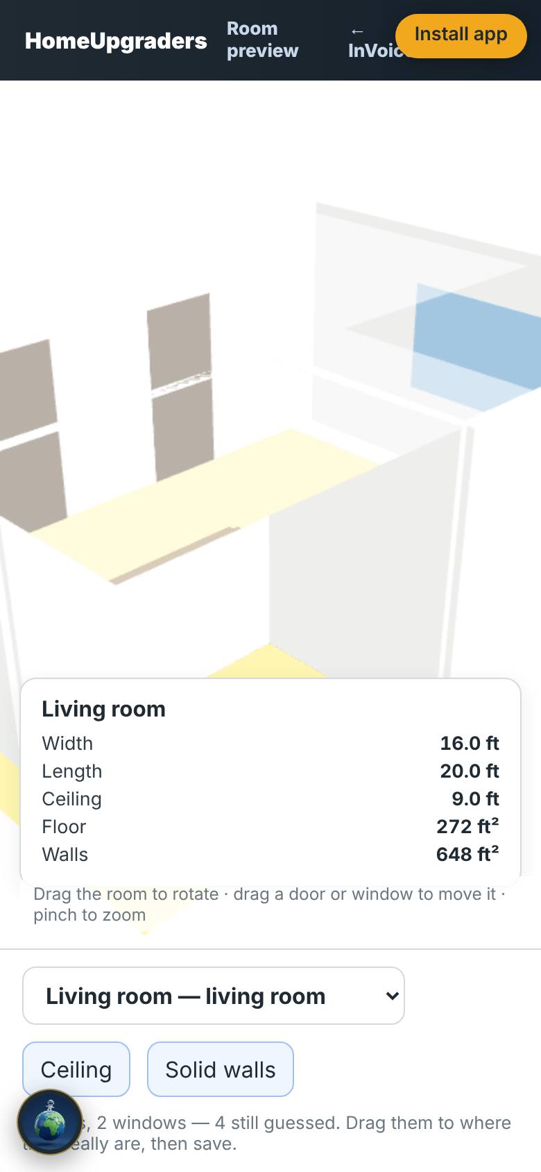 An L-shaped living room.