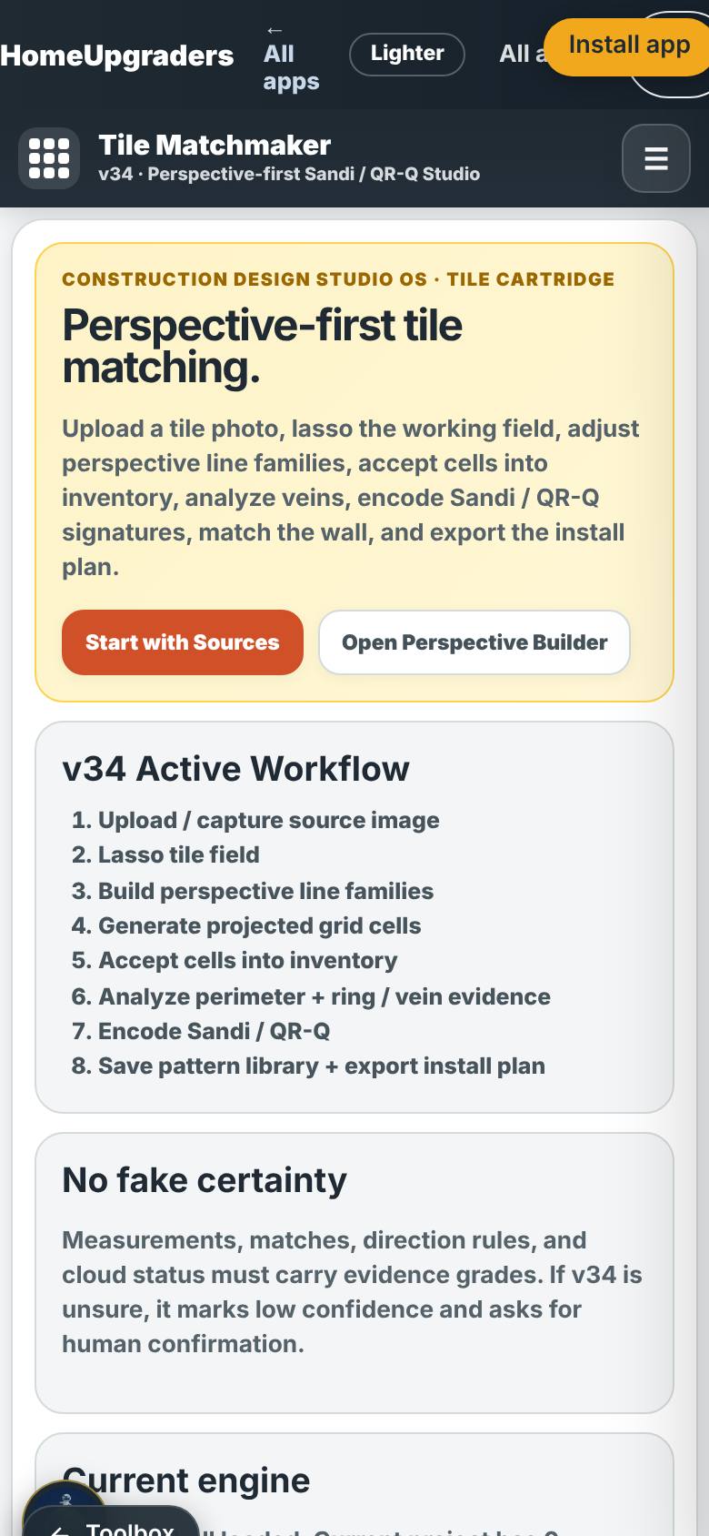 The workflow and the pages along the top.