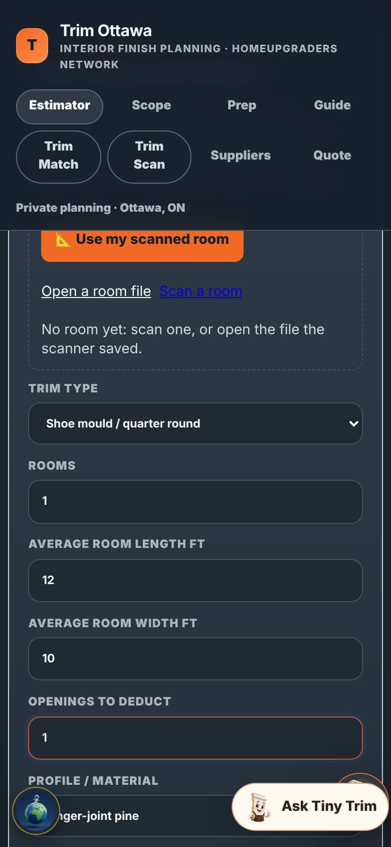 The estimator filled in.